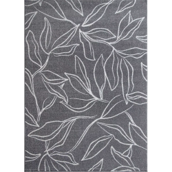 Χαλί "FAYNO" σε χρώμα γκρι με λευκά φύλλα 80x150