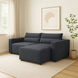 Γωνιακός Καναπές Silver Σκούρο Μπλε