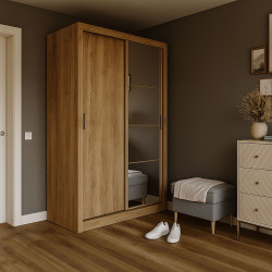 Ντουλάπα Linea Χρυσό Δρυς με καθρέφτη