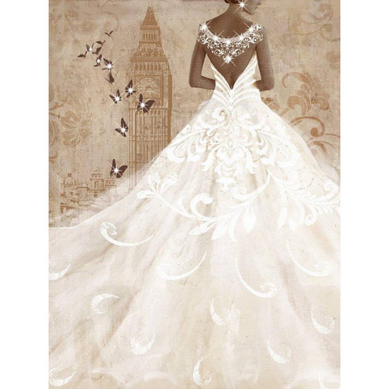 Wedding Dress with Strass Painting