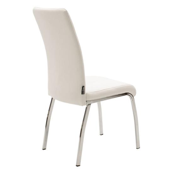 Καρέκλα Ariadne PU λευκό-πόδι χρωμίου