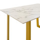 Τραπέζι Paris ορθογώνιο γυαλί 8mm σχέδιο μαρμάρου-χρυσό 120x80x75εκ