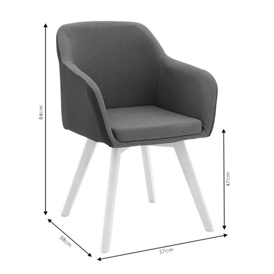 Πολυθρόνα Safira PU ύφασμα μαύρο-φυσικό 57x58x84εκ **
