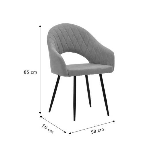 Πολυθρόνα Macie ύφασμα antique γκρι-μαύρο 58x50x85εκ **