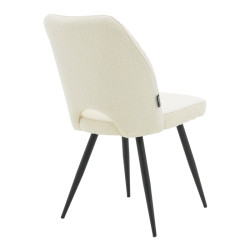 Καρέκλα Renish μπουκλέ λευκό-μεταλλικό μαύρο πόδι 47x61x85εκ **