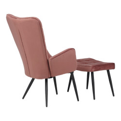 Πολυθρόνα με υποπόδιο Dorita βελούδο σάπιο μήλο-πόδι μαύρο μέταλλο 68.5x76x103εκ **