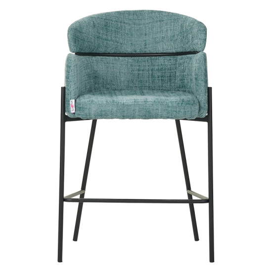 Bar stool Tolerse Inart green fabric-leg black metal **