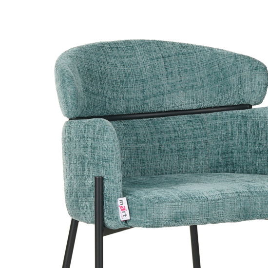Bar stool Tolerse Inart green fabric-leg black metal **
