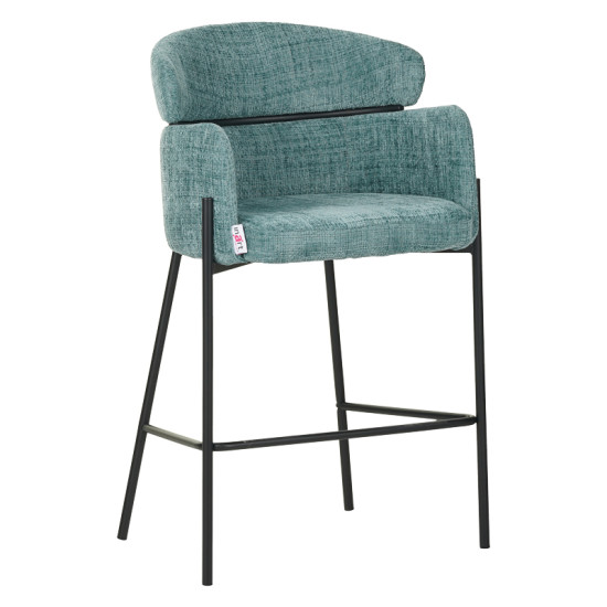 Bar stool Tolerse Inart green fabric-leg black metal **