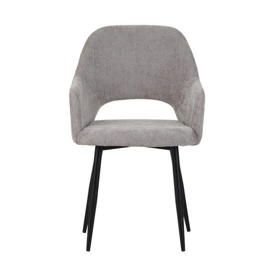 Πολυθρόνα Factols Inart μπεζ-γκρι ύφασμα-πόδι μαύρο μέταλλο 53x61x84εκ - 2τμχ. **