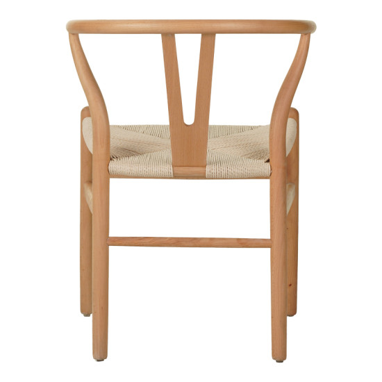 Καρέκλα Wishbone rubberwood-σχοινί σε φυσική απόχρωση 53.5x57x74εκ **