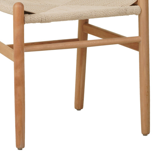 Καρέκλα Wishbone rubberwood-σχοινί σε φυσική απόχρωση 53.5x57x74εκ **