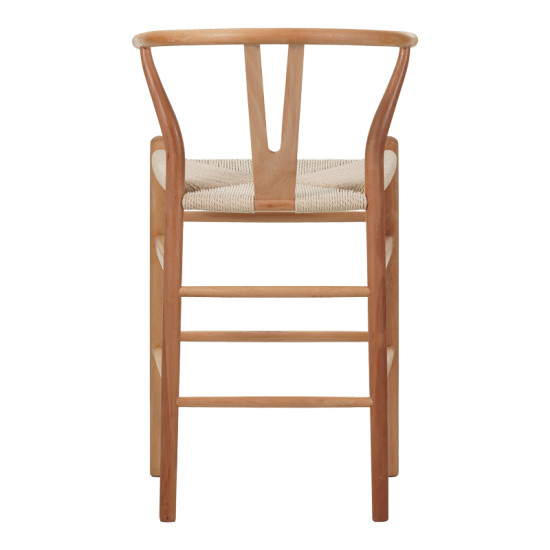 Σκαμπό μπαρ Wishbone rubberwood-σχοινί σε φυσική απόχρωση 55x49x108εκκ **
