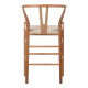 Σκαμπό μπαρ Wishbone rubberwood-σχοινί σε φυσική απόχρωση 55x49x108εκκ **