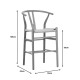 Σκαμπό μπαρ Wishbone rubberwood-σχοινί σε φυσική απόχρωση 55x49x108εκκ **