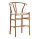 Σκαμπό μπαρ Wishbone rubberwood-σχοινί σε φυσική απόχρωση 55x49x108εκκ **