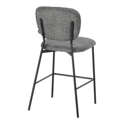 Σκαμπό μπαρ Cathair μπουκλέ ύφασμα σε γκρι απόχρωση με μαύρα μεταλλικά πόδια 48x54x100εκ - 2τμχ. **