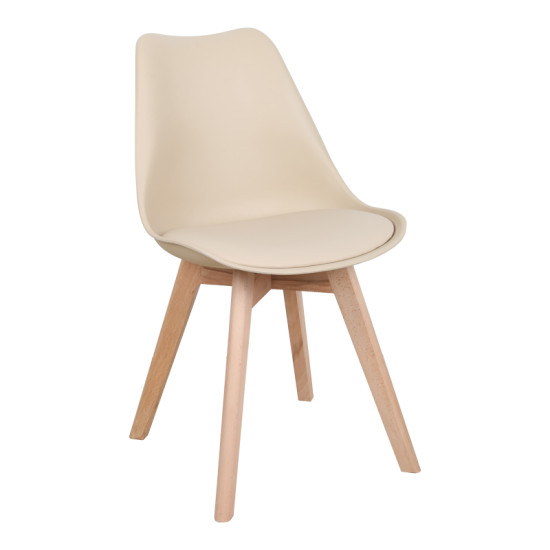 Καρέκλα Gaston PP-PU taupe απόχρωση- φυσικό πόδι 44x52x78εκ **