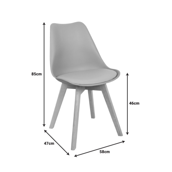 Καρέκλα Gaston PP-PU taupe απόχρωση- φυσικό πόδι 44x52x78εκ **