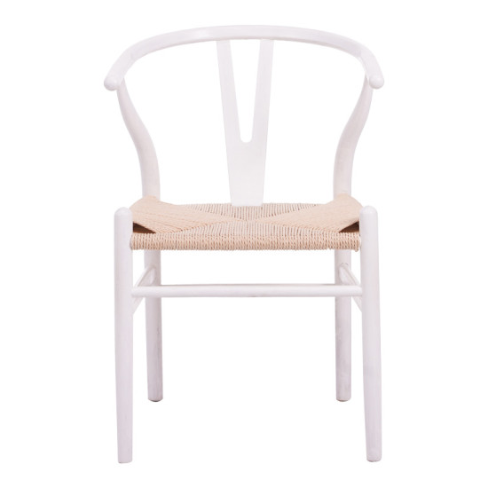Καρέκλα Wishbone rubberwood-σχοινί σε λευκή απόχρωση 53.5x57x74εκ **