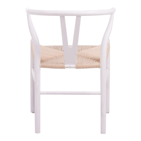 Καρέκλα Wishbone rubberwood-σχοινί σε λευκή απόχρωση 53.5x57x74εκ **