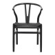 Καρέκλα Wishbone rubberwood-σχοινί σε μαύρη απόχρωση 53.5x57x74εκ **