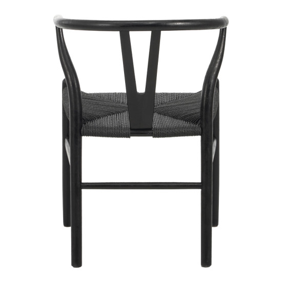 Καρέκλα Wishbone rubberwood-σχοινί σε μαύρη απόχρωση 53.5x57x74εκ **