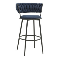 Σκαμπό μπαρ Alkia I ύφασμα σε μπλε σκούρο απόχρωση- πόδι μαύρο μέταλλο 50x56x95εκ - 2τμχ. **