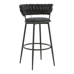 Σκαμπό μπαρ Alkia I ύφασμα σε μαύρη απόχρωση- πόδι μαύρο μέταλλο 50x56x95εκ - 2τμχ. **