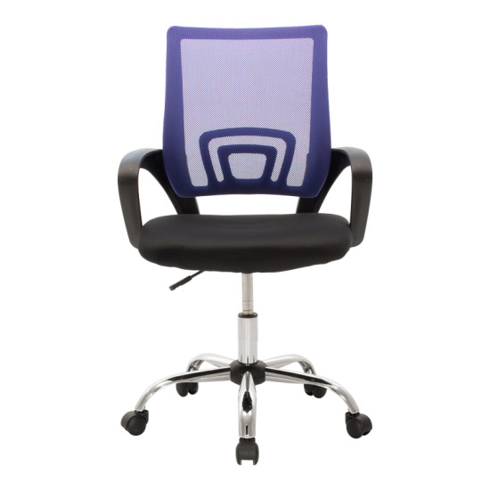 Καρέκλα γραφείου Berto II με ανάκλιση ύφασμα mesh σε μπλε-μαύρη απόχρωση και βάση χρωμίου 60x48x85-95εκ **