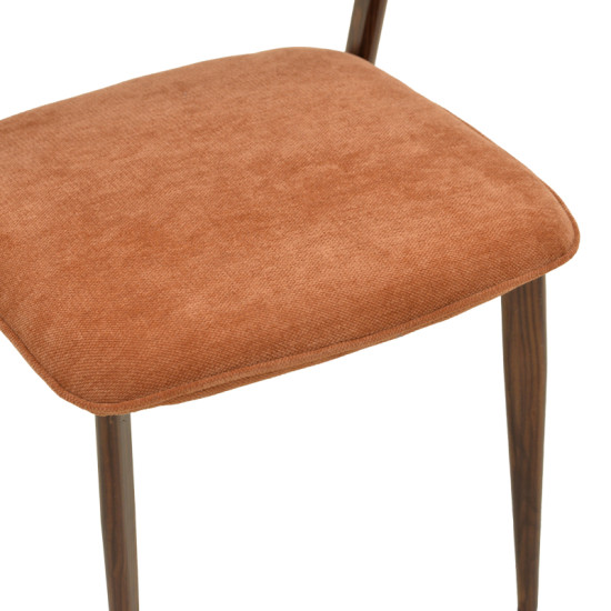 Καρέκλα Dolez terracotta ύφασμα-πόδι καρυδί μέταλλο 49x58.5x82εκ - 4τμχ. **