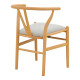 Καρέκλα Wishbone rubberwood-ύφασμα σε φυσική-γκρι απόχρωση 51x58x73εκ **