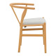 Καρέκλα Wishbone rubberwood-ύφασμα σε φυσική-γκρι απόχρωση 51x58x73εκ **