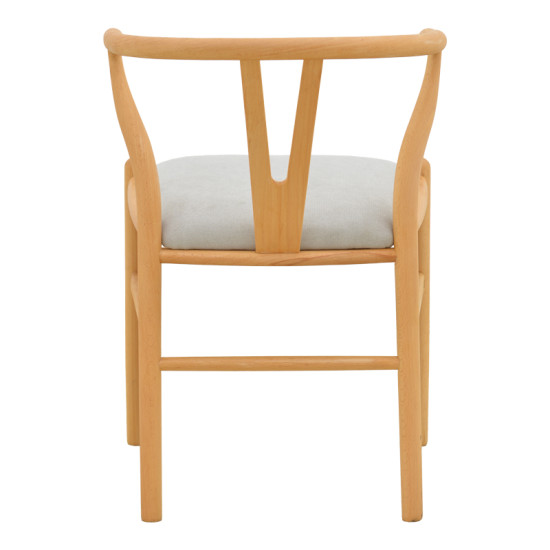 Καρέκλα Wishbone rubberwood-ύφασμα σε φυσική-γκρι απόχρωση 51x58x73εκ **