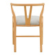 Καρέκλα Wishbone rubberwood-ύφασμα σε φυσική-γκρι απόχρωση 51x58x73εκ **