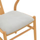 Καρέκλα Wishbone rubberwood-ύφασμα σε φυσική-γκρι απόχρωση 51x58x73εκ **