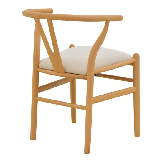 Καρέκλα Wishbone rubberwood-ύφασμα σε φυσική-μπεζ απόχρωση 51x58x73εκ **