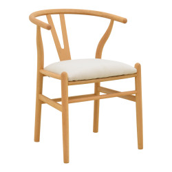 Καρέκλα Wishbone rubberwood-ύφασμα σε φυσική-μπεζ απόχρωση 51x58x73εκ **