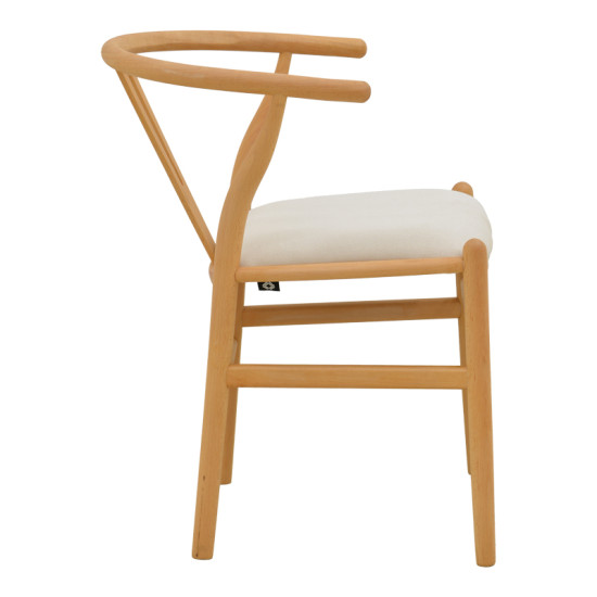 Καρέκλα Wishbone rubberwood-ύφασμα σε φυσική-μπεζ απόχρωση 51x58x73εκ **