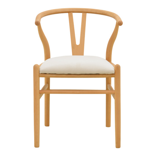 Καρέκλα Wishbone rubberwood-ύφασμα σε φυσική-μπεζ απόχρωση 51x58x73εκ **
