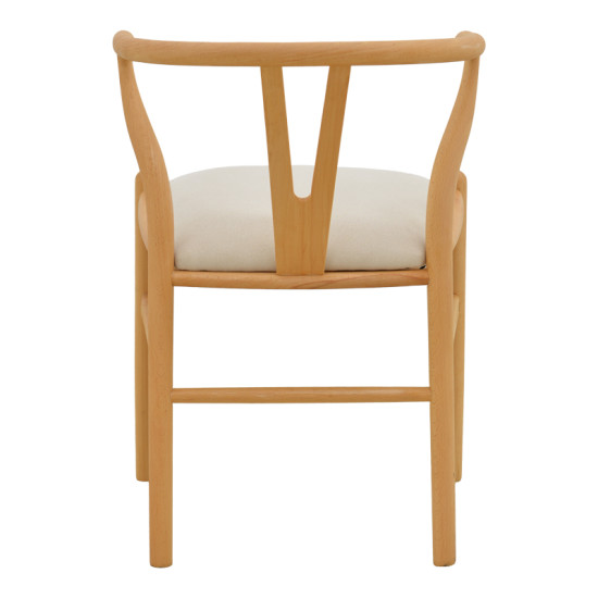 Καρέκλα Wishbone rubberwood-ύφασμα σε φυσική-μπεζ απόχρωση 51x58x73εκ **