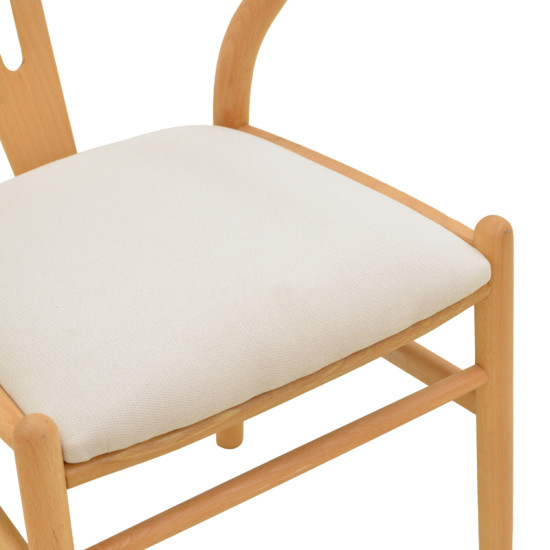 Καρέκλα Wishbone rubberwood-ύφασμα σε φυσική-μπεζ απόχρωση 51x58x73εκ **