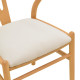 Καρέκλα Wishbone rubberwood-ύφασμα σε φυσική-μπεζ απόχρωση 51x58x73εκ **