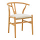 Καρέκλα Wishbone rubberwood-ύφασμα σε φυσική-μπεζ απόχρωση 51x58x73εκ **