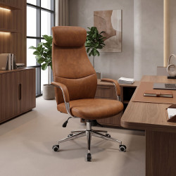 Καρέκλα γραφείου διευθυντή Ferka καφέ pu 64x71x120-128εκ **