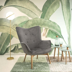 Πολυθρόνα Kido βελούδο χρώμα ασημί-γκρι ** Πολυθρόνα Kido βελούδο χρώμα ασημί-γκρι **