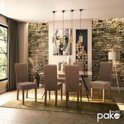 Καρέκλα Ditta PU ανοικτό καφέ-πόδι μασίφ ξύλο καρυδί - 2τμχ. ** Καρέκλα Ditta PU ανοικτό καφέ-πόδι μασίφ ξύλο καρυδί - 2τμχ. **