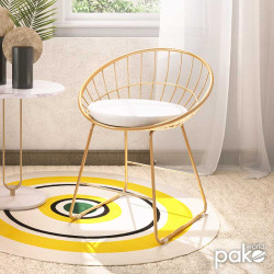 Καρέκλα Seth μέταλλο χρυσό-μαξιλάρι PVC λευκό **