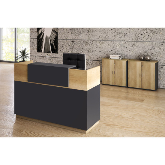 Γραφείο reception Lotus σε χρώμα φυσικό - ανθρακί 180x70x110εκ **