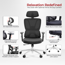 Καρέκλα γραφείου διευθυντή Aish mesh ύφασμα μαύρο 64x66x130εκ **